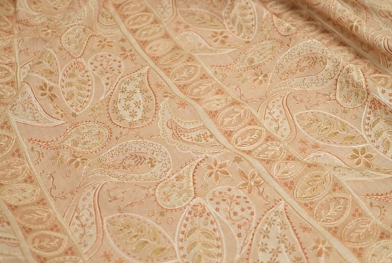 Paisley Embroidery print linen fabric by the yard