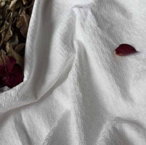 Jacquard linen cotton fabric by the yard