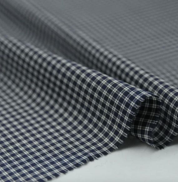 Light Weight Plaid Worsted Wool fabric by the yard
