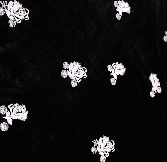 Sequin Beaded Embroidery velvet silk fabric by the yard