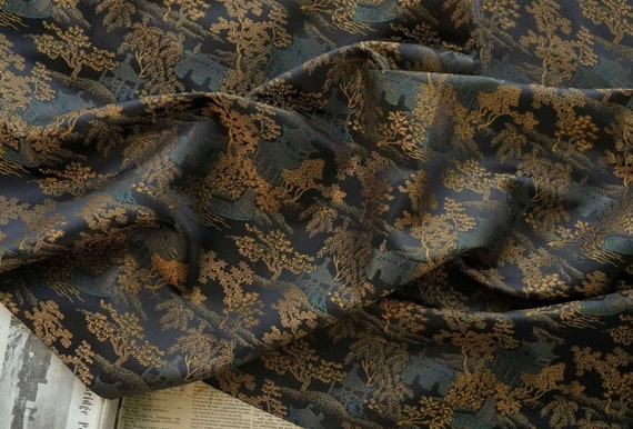 Jacquard brocade fabric by the yard