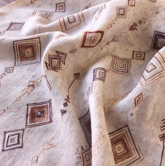 Print linen fabric by the yard