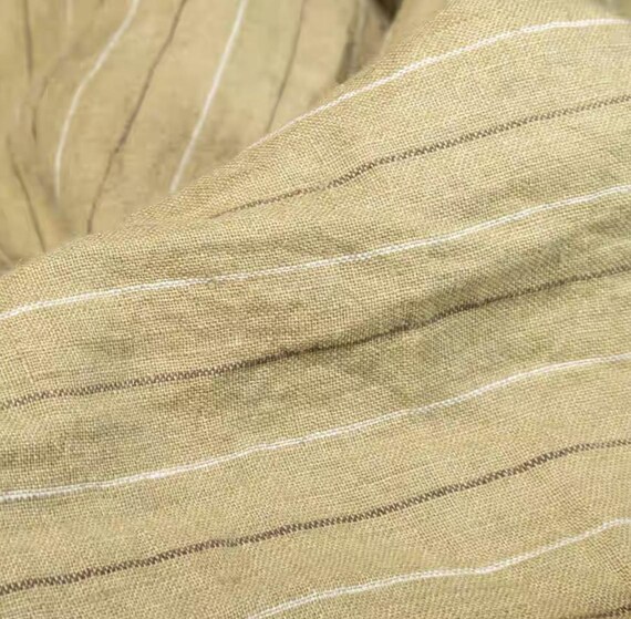 Striped linen fabric by the yard