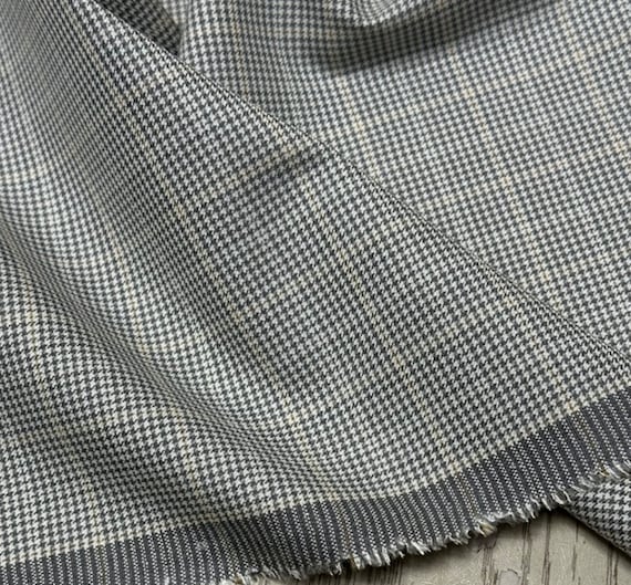 Houndstooth silk wool fabric, worsted suiting trousers fabric by the yard