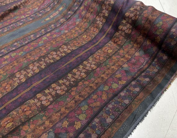 Print floral linen fabric by the yard
