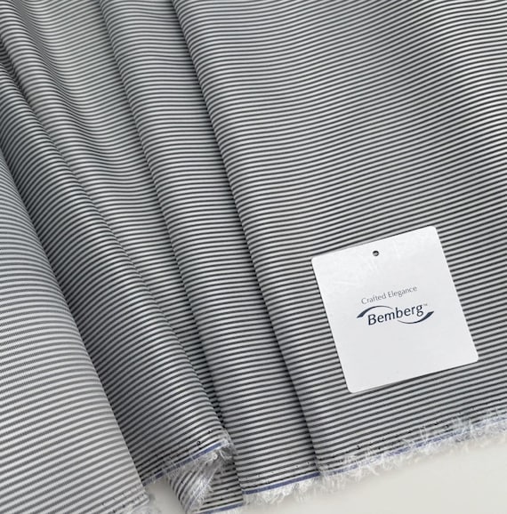Striped Bemberg cupra fabric, Cupro lining fabric by the yard