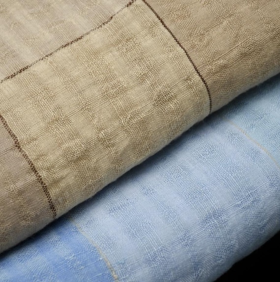 Plaid Yarn dyed linen fabric by the yard
