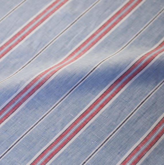 Striped linen fabric by the yard