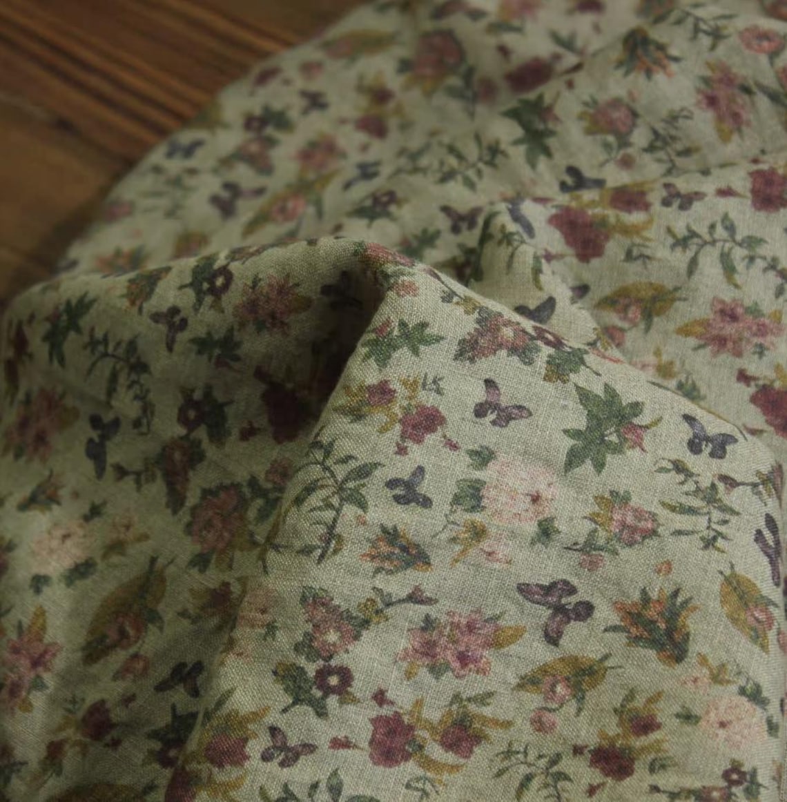 Print Floral Linen Fabric by the Yard - Etsy