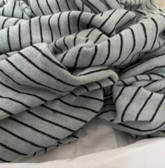 Striped Knit linen jersey fabric by the yard