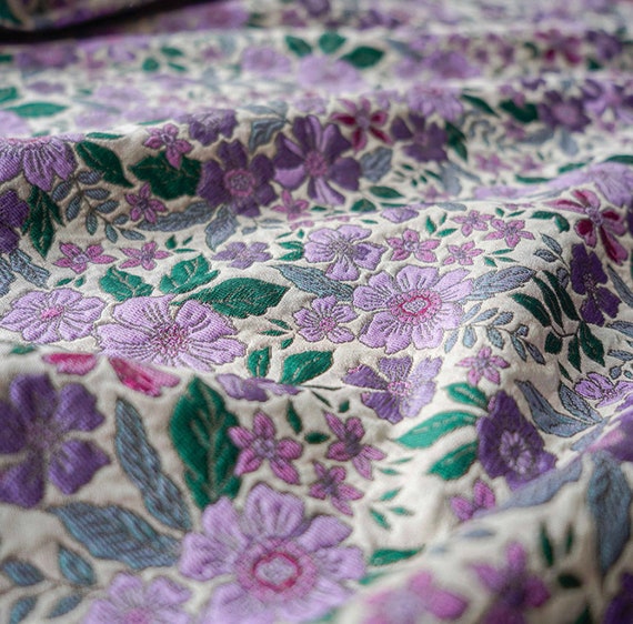 Jacquard fabric, Floral fabric, Brocade fabric by the yard