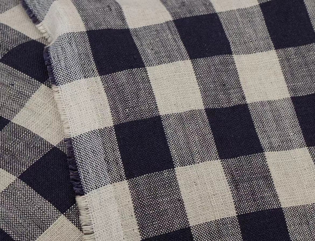 Plaid Linen Fabric Grid Gingham Checkered Linen Fabric by the - Etsy