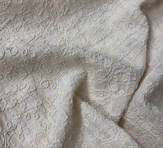 Embroidered linen fabric by the yard