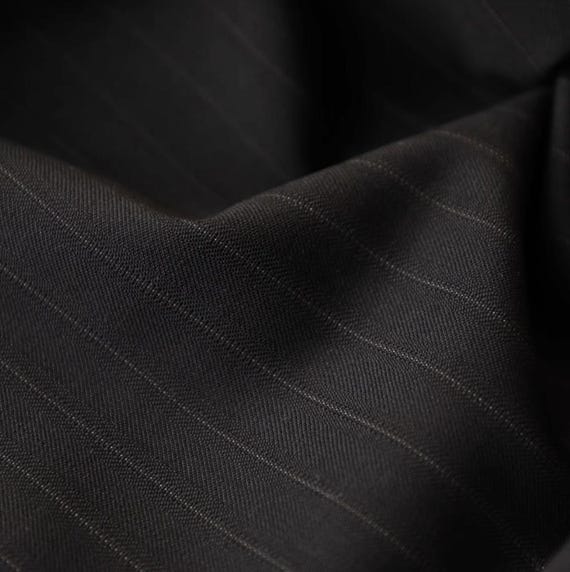 Striped Worsted Wool fabric by the yard