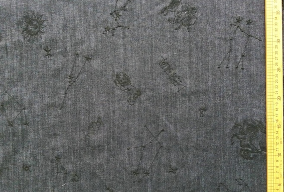 Denim Cotton Embroidery fabric, Flowers Embroidery Fabric,Sold by Meter