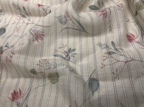Print silk linen fabric by the yard