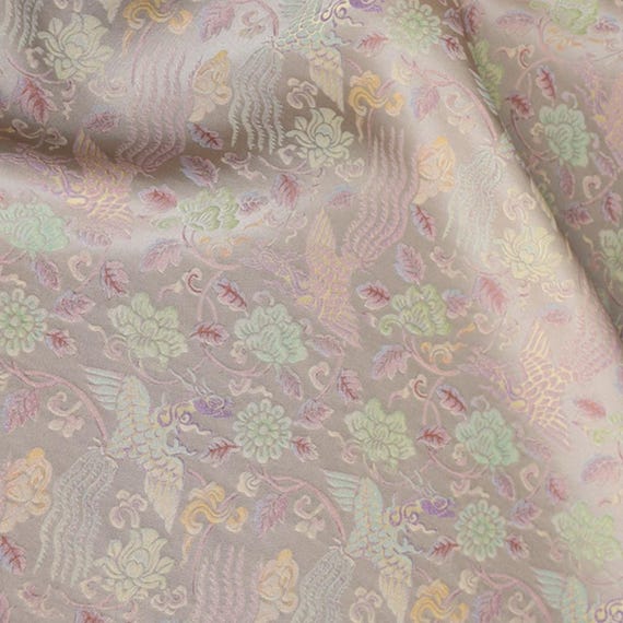 Jacquard print silk fabric by the yard