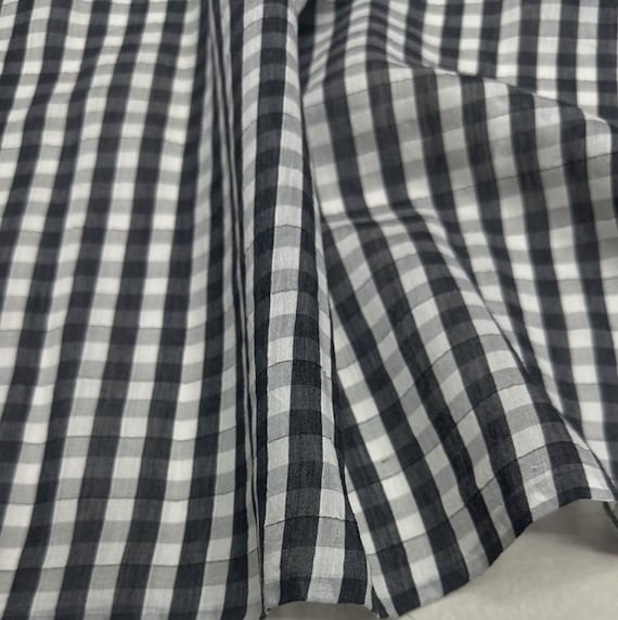 Plaid Silk cotton fabric by the yard