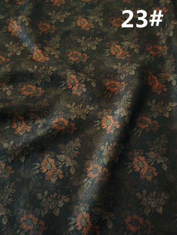 Print floral linen fabric by the yard