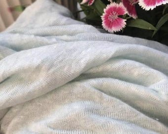 Knit linen jersey fabric by the yard - Pale green