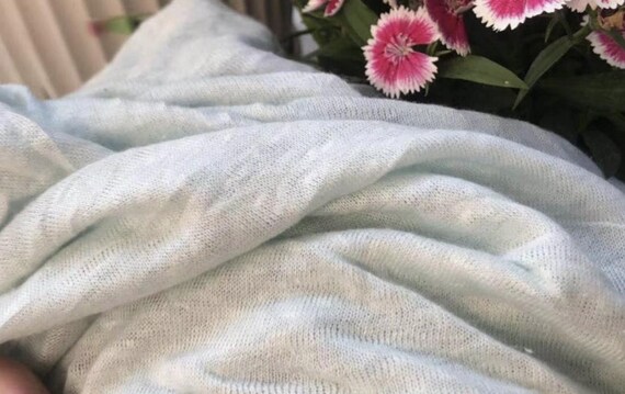 Knit linen jersey fabric by the yard - Pale green