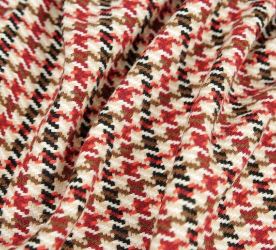 Houndstooth Tweed wool fabric by the yard