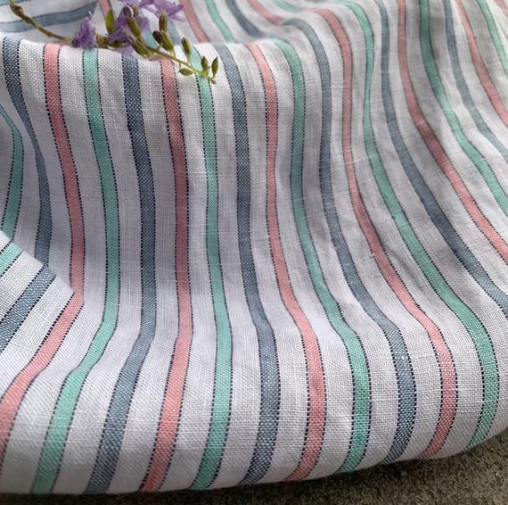 Striped Linen fabric by the yard