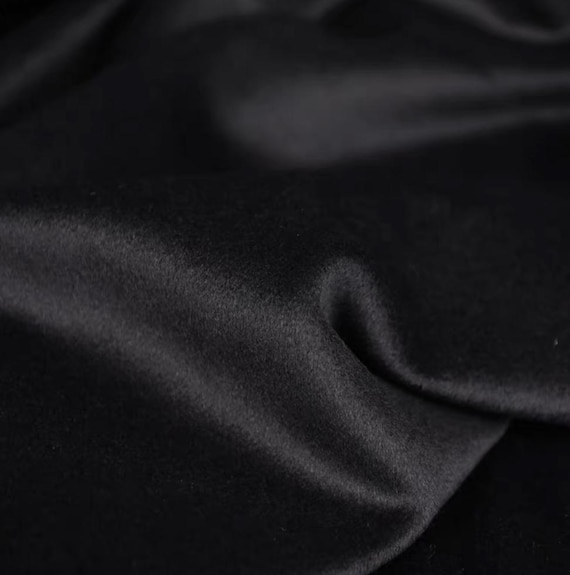Black Cashmere wool fabric by the yard