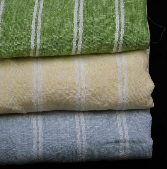 Yarn dyed striped linen fabric by the yard