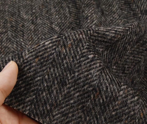 Herringbone wool fabric by the yard