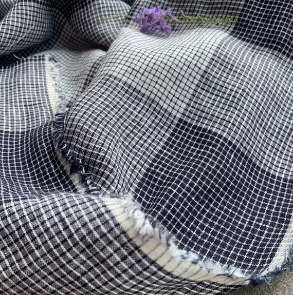 Plaid Linen fabric by the yard