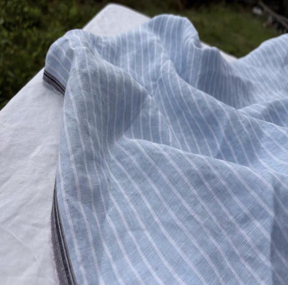 Striped linen fabric by the yard