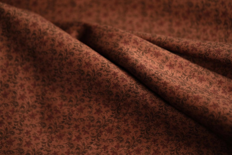 Print floral twill cotton fabric by the yard