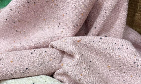Pink Tweed wool fabric by the yard