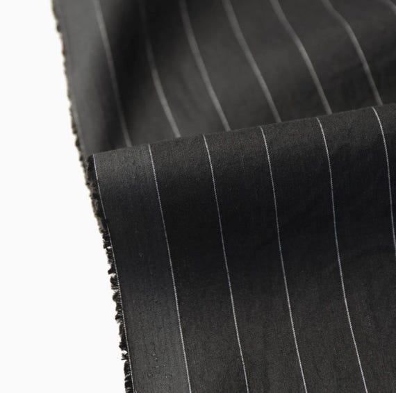 Striped linen fabric by the yard