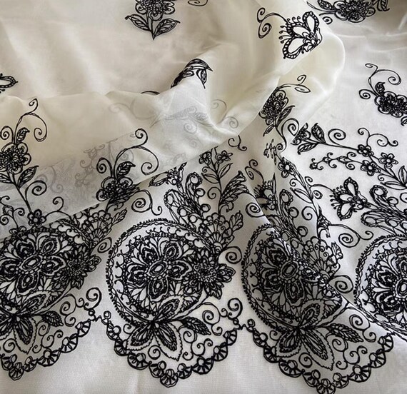 Flocking Organza silk fabric by the yard