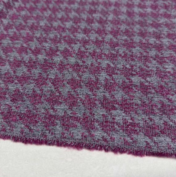 Houndstooth jacquard wool fabric by the yard