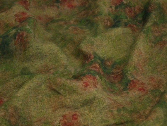 Print floral linen fabric by the yard