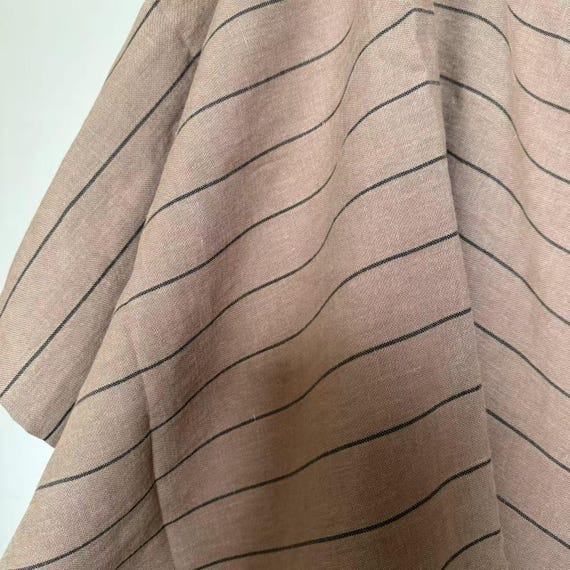 Striped linen fabric by the yard