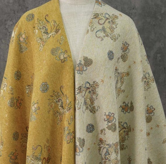 Jacquard brocade fabric by the yard