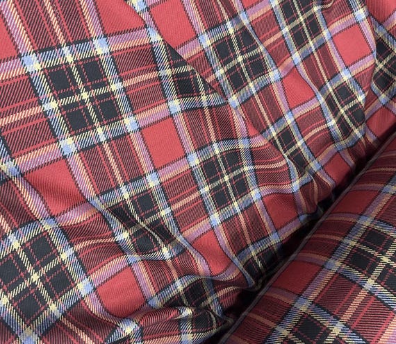 Plaid worsted wool fabric by the yard
