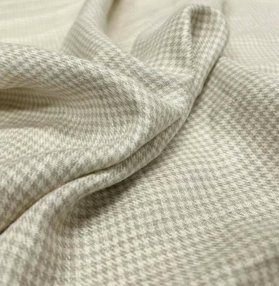 Houndstooth linen fabric by the yard