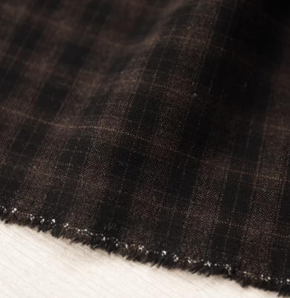 Plaid worsted wool fabric by the yard