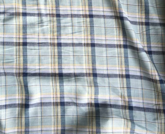 Plaid linen fabric by the yard