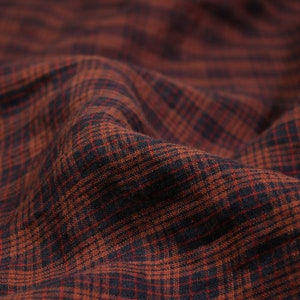 Yarn dyed linen fabric, plaid checks gingham checkered linen fabric by the yard