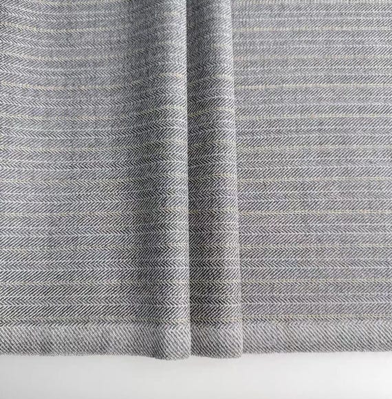 Striped Herringbone wool fabric by the yard
