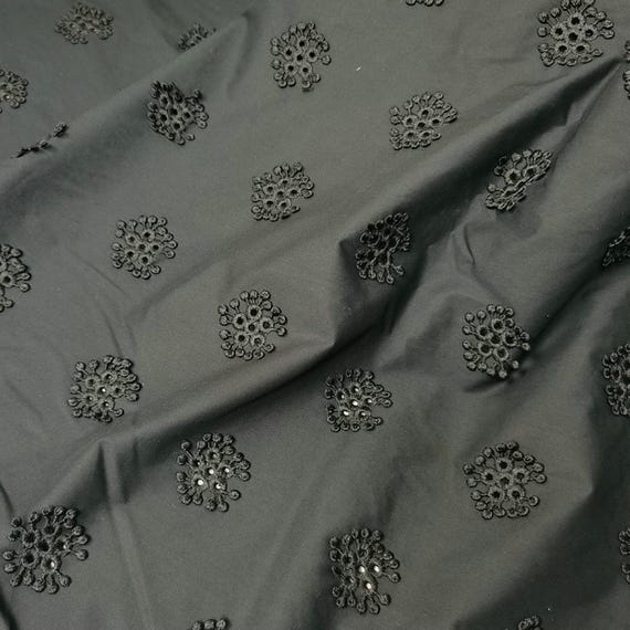 3D Embroidery fabric, Flowers Embroidery Fabric, Cutout fabric Sold by Meter, Black color
