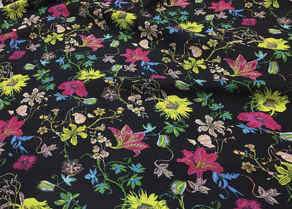 Print Silk linen fabric by the yard