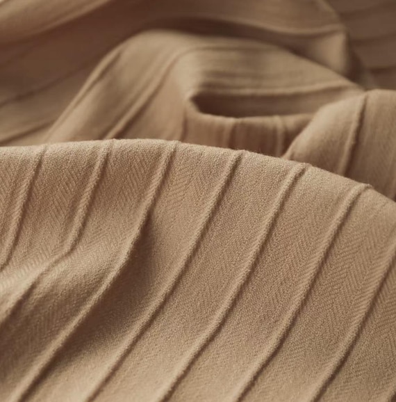 Striped Herringbone Worsted Wool fabric by the yard