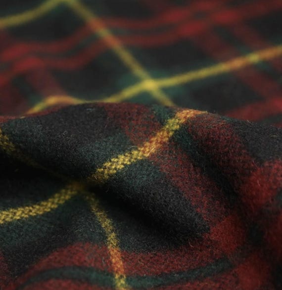 Plaid wool fabric by the yard